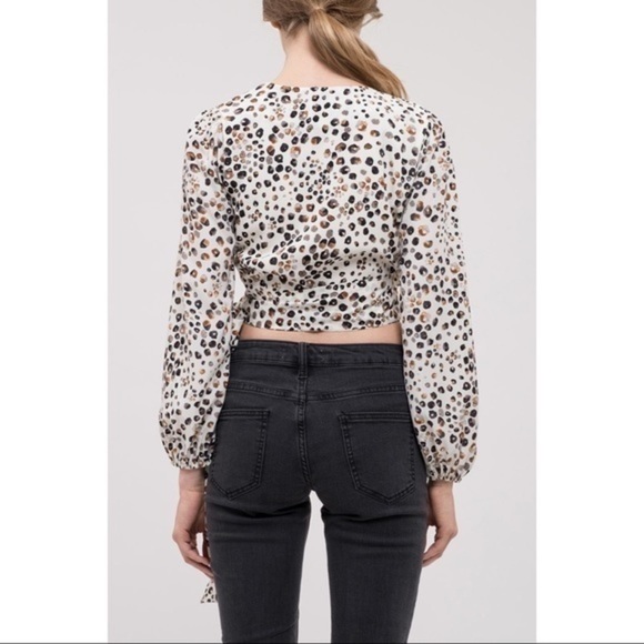 JOA • Leopard Print Wrap Blouse - Picture 3 of 7